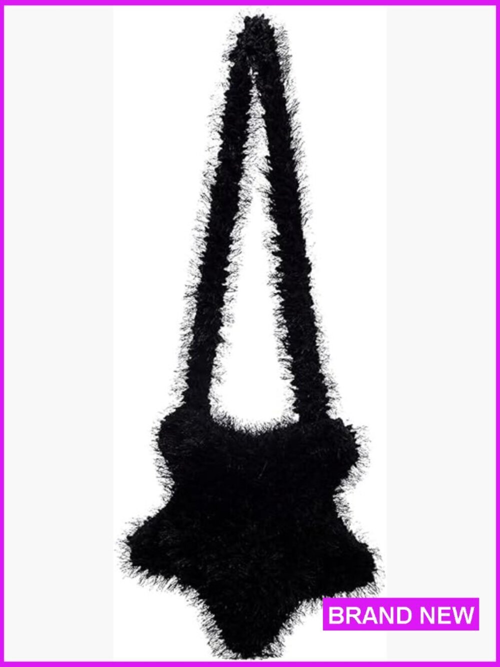 Y2K Star Fur Crossbody Bag Furry Plush Hobo Purse Tote Shoulder Bag